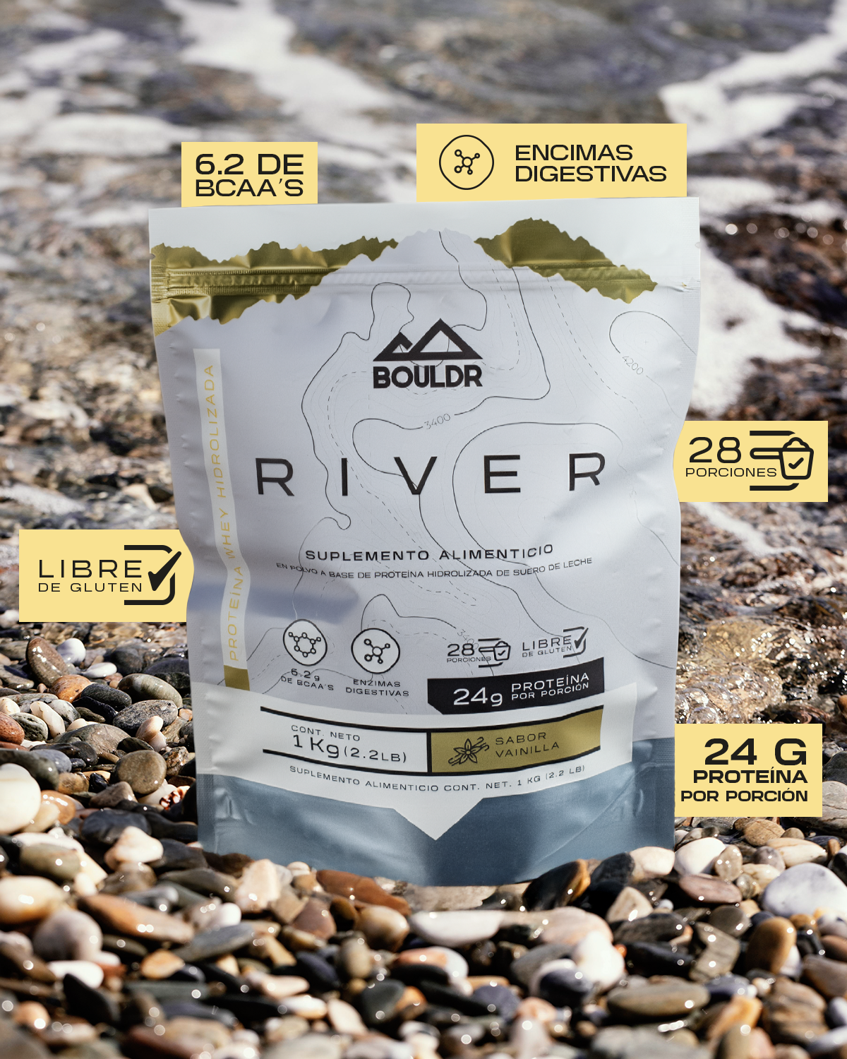 RIVER PROTEÍNA HIDROLIZADA DE SUERO DE LECHE SABOR: VAINILLA